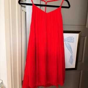 Abercrombie & Fitch Women's Pleated Flowy Mini Dress in Red XS